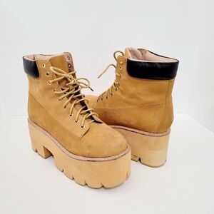 B2 Nirvana Super Chunky Tan Platform Nubuck Timberland Style Boots Wheat 9